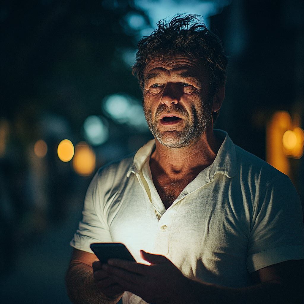 A shocked man after looking at his phone | Source: no source