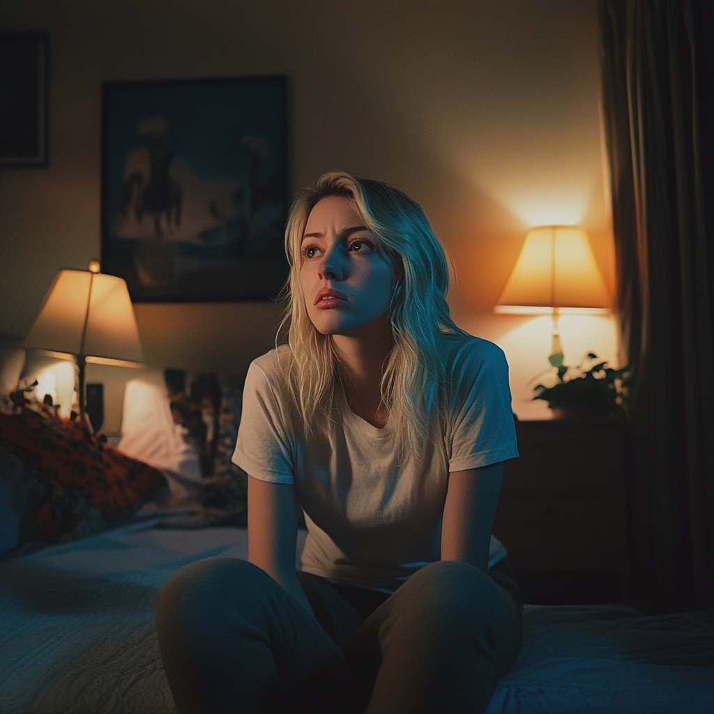 A sleepless woman in her bedroom | Source: No source