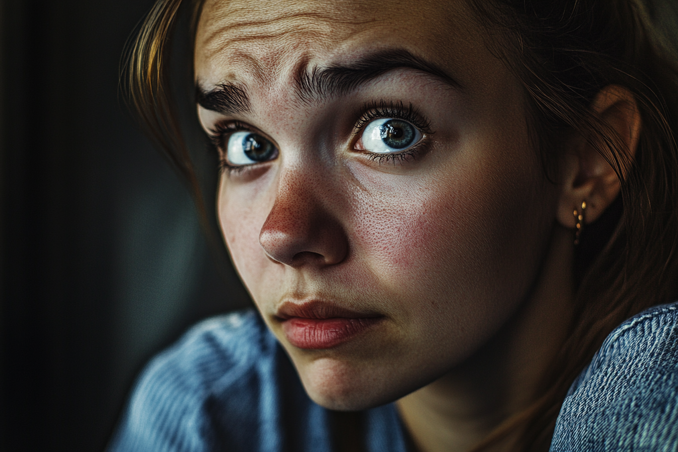 A woman glancing to one side with a shocked expression | Source: No source