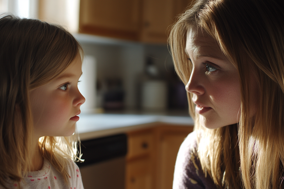 A woman speaking to her daughter | Source: no source