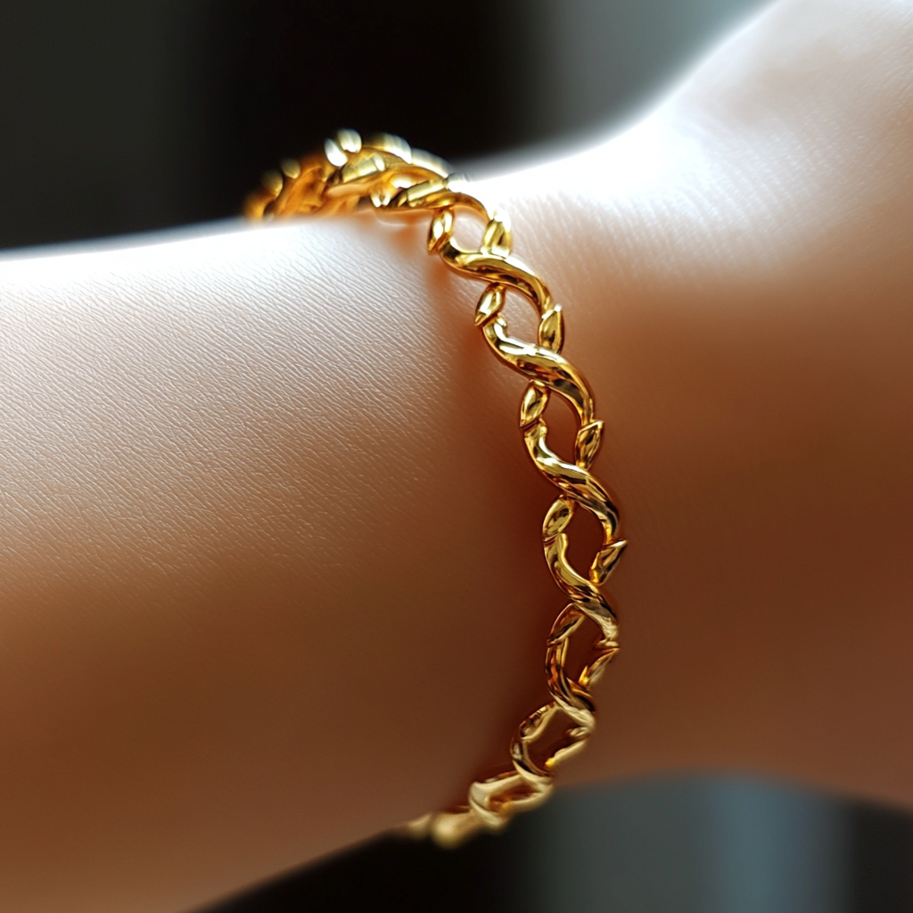 A gold bracelet on a woman's wrist | Source: no source