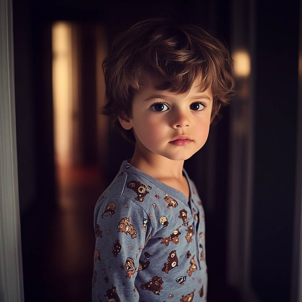 A little boy in a hallway | Source: no source