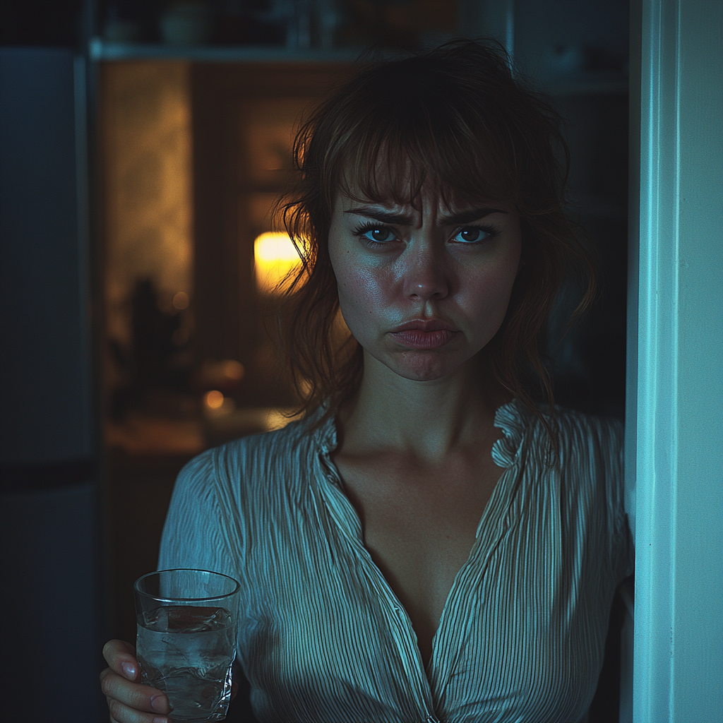 An angry woman holding a glass of water | Source: no source