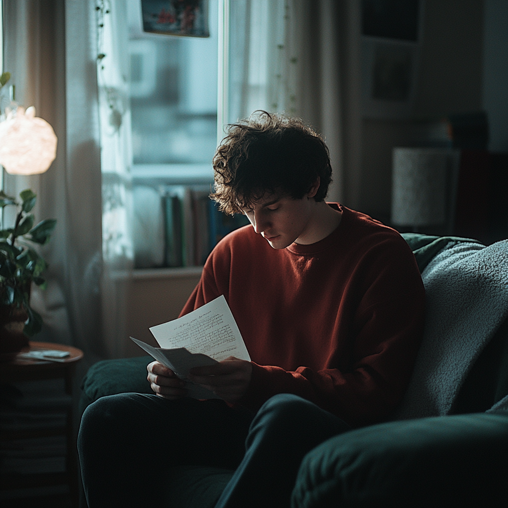 A young man reading a letter | Source: no source