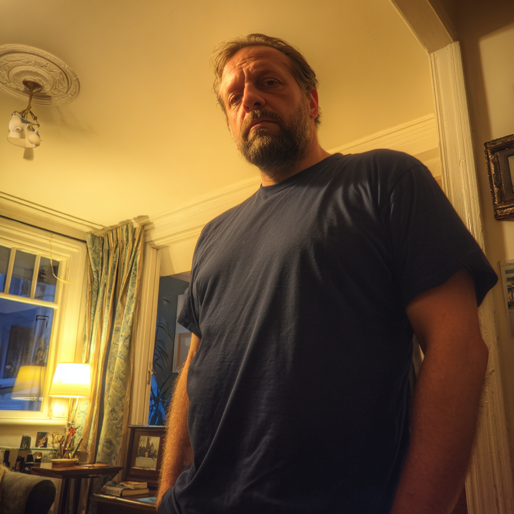 A nonchalant man wearing a navy t-shirt | Source: No source