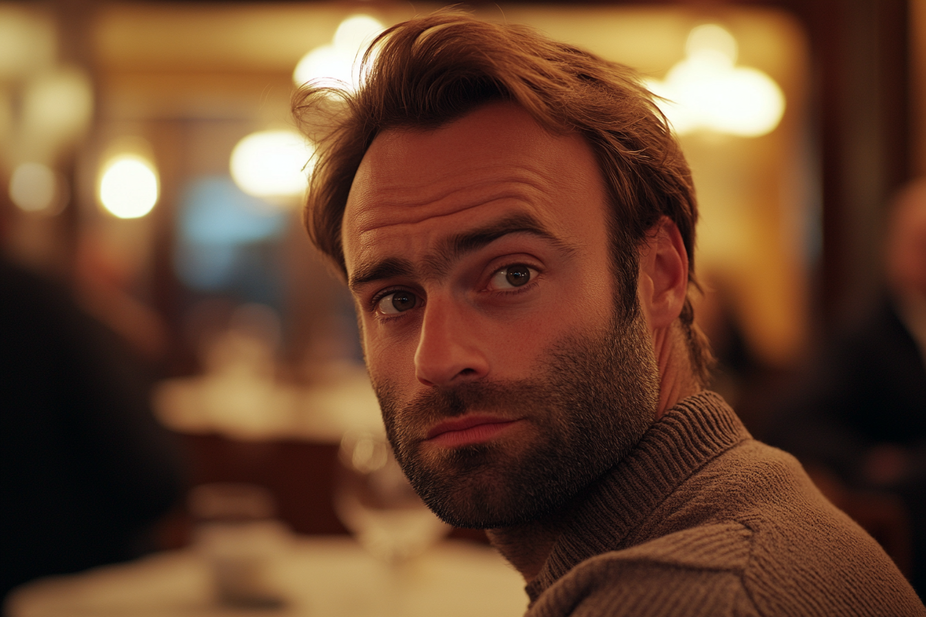 A man in a restaurant, looking to his left | Source: No source