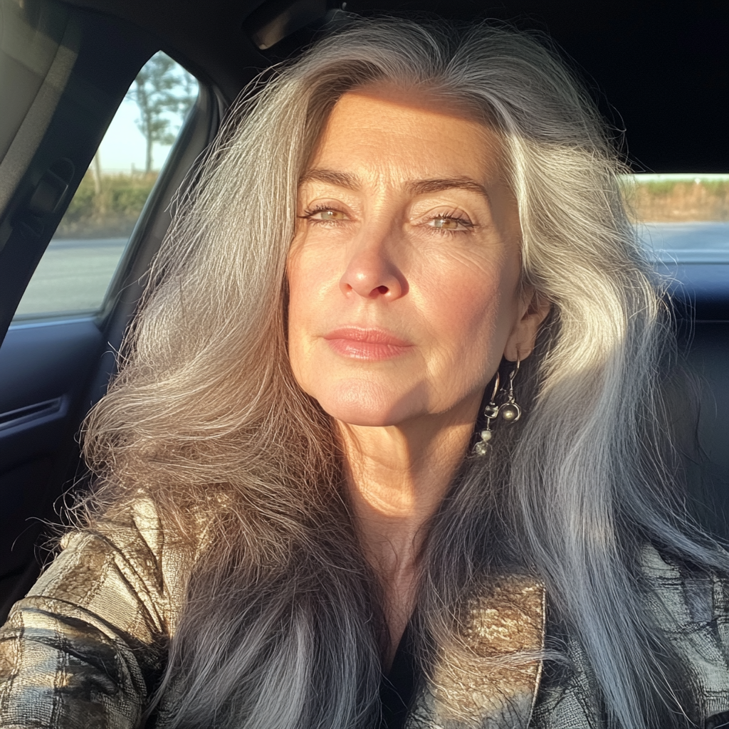 A woman sitting in a car | Source: no source