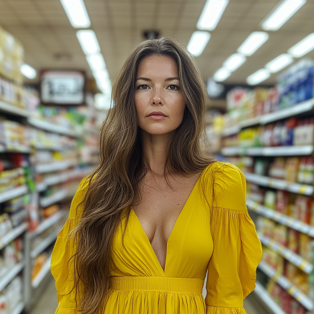 A woman standing in the aisle of a grocery | Source: No source