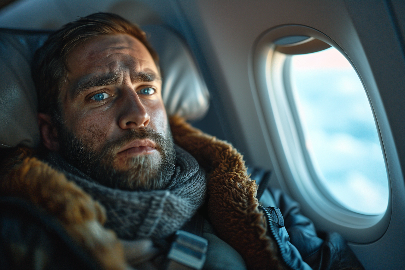 A man sitting in an airplane | Source: No source