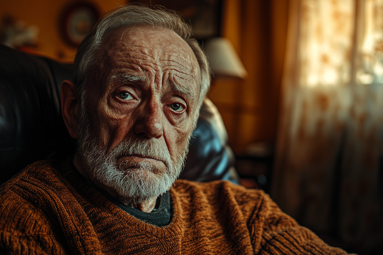 A melancholy man in a living room | Source: no source