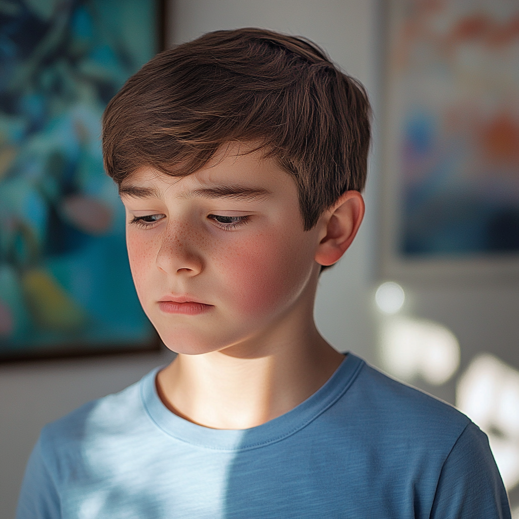 A boy looking down | Source: No source