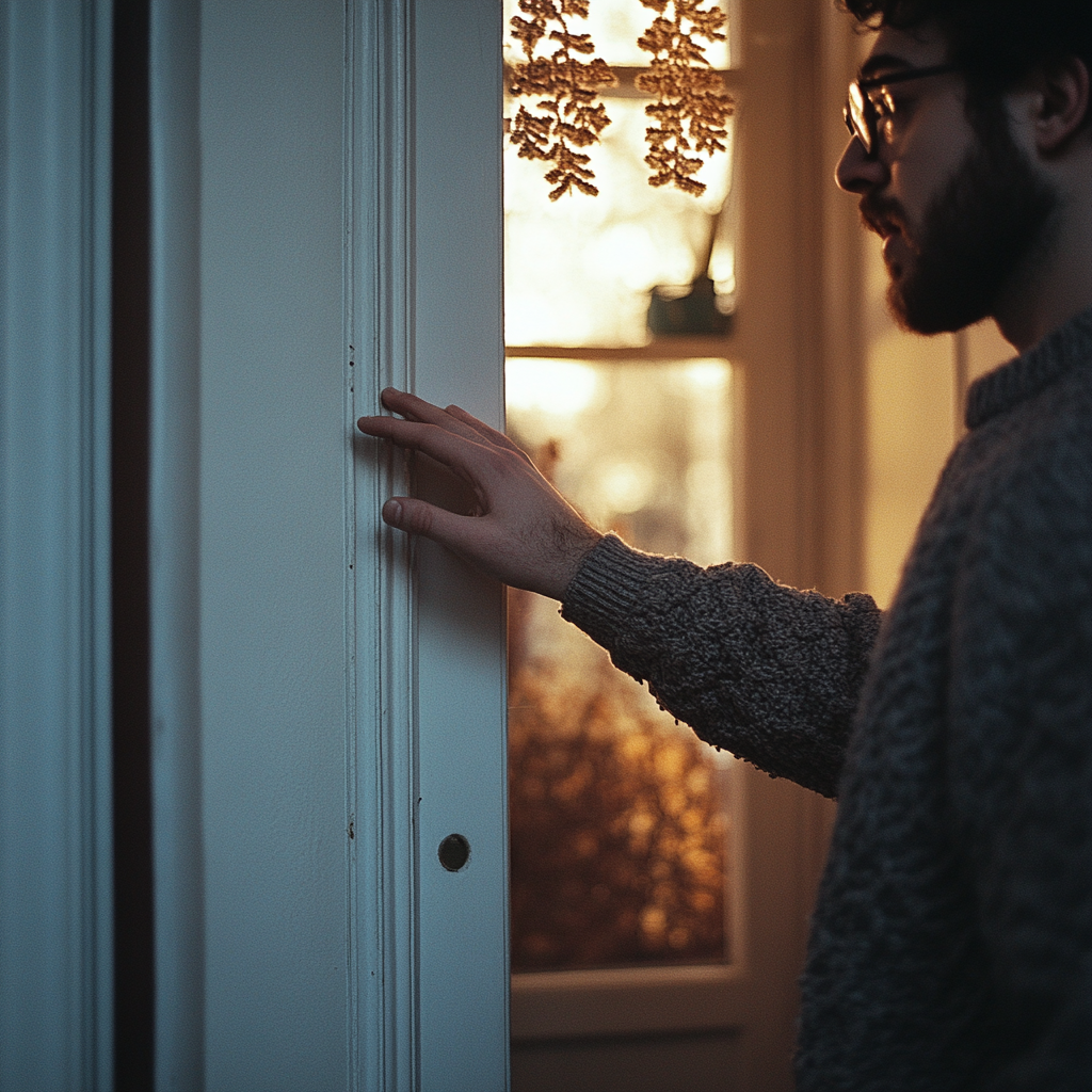 A man about to knock on a door | Source: no source