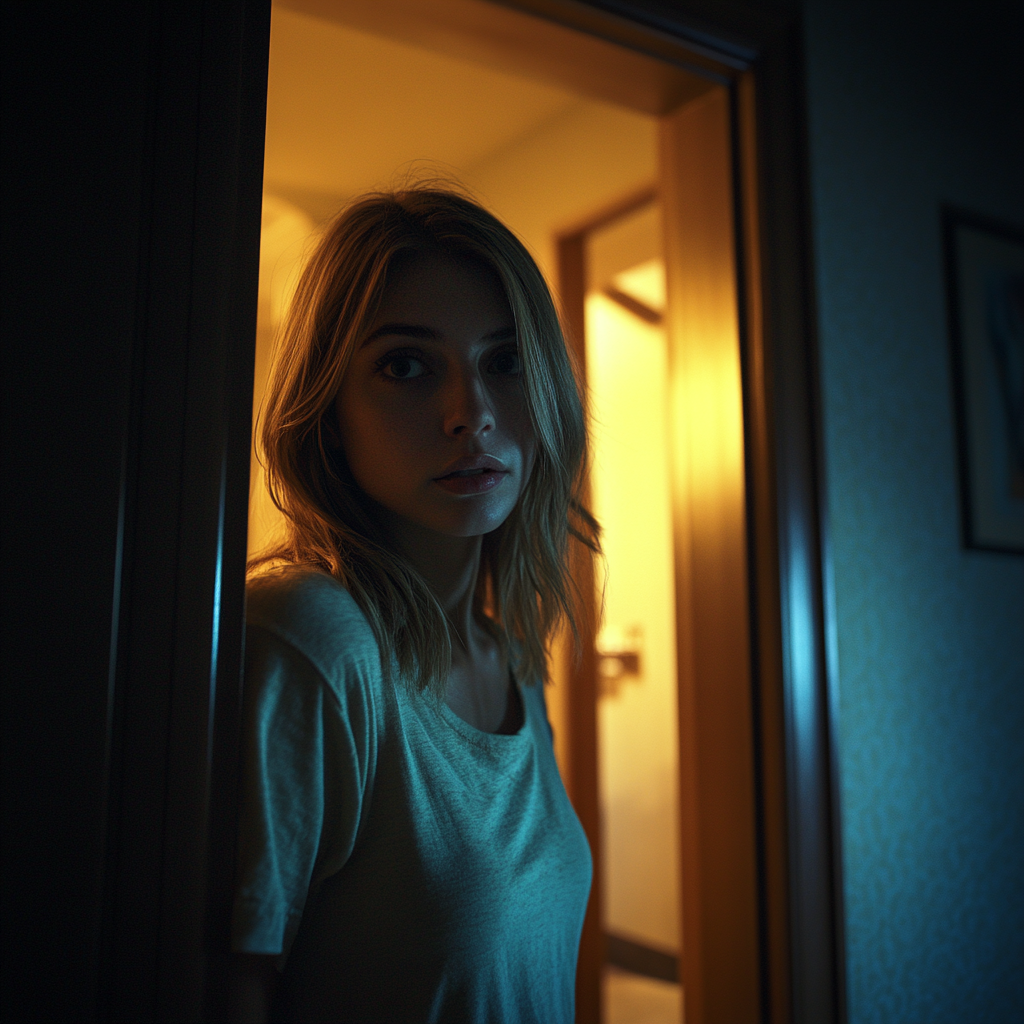 A woman leaving her room at night | Source: no source