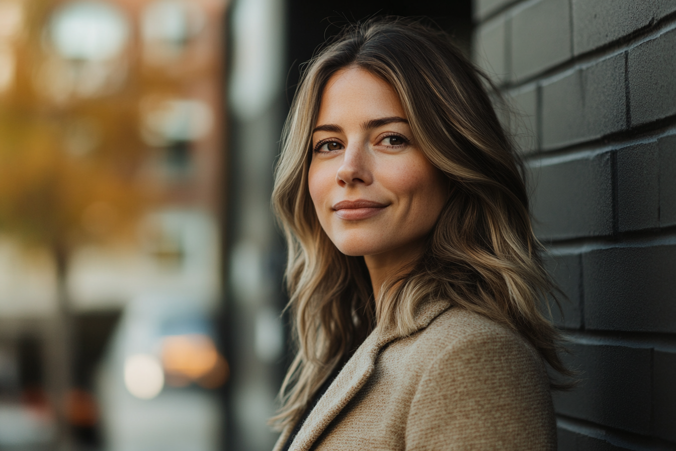 A woman standing on a street smirking | Source: No source