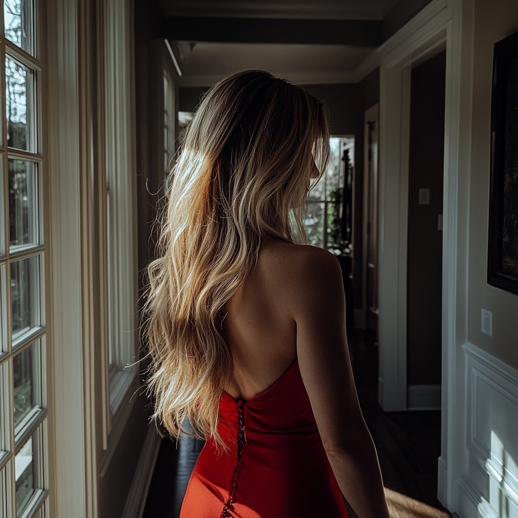 A woman standing in a hallway | Source: No source