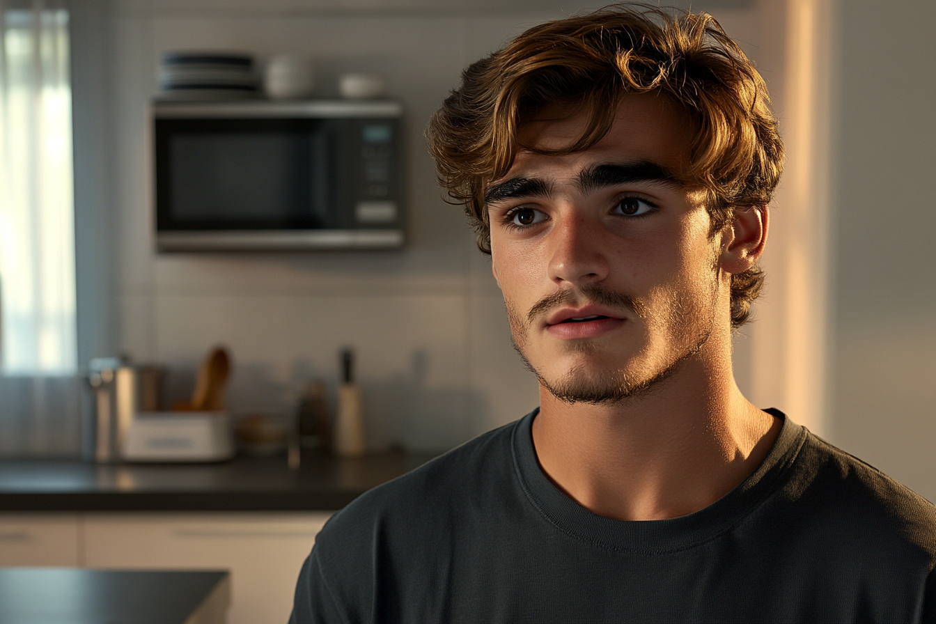 A young man standing in a kitchen | Source: No source