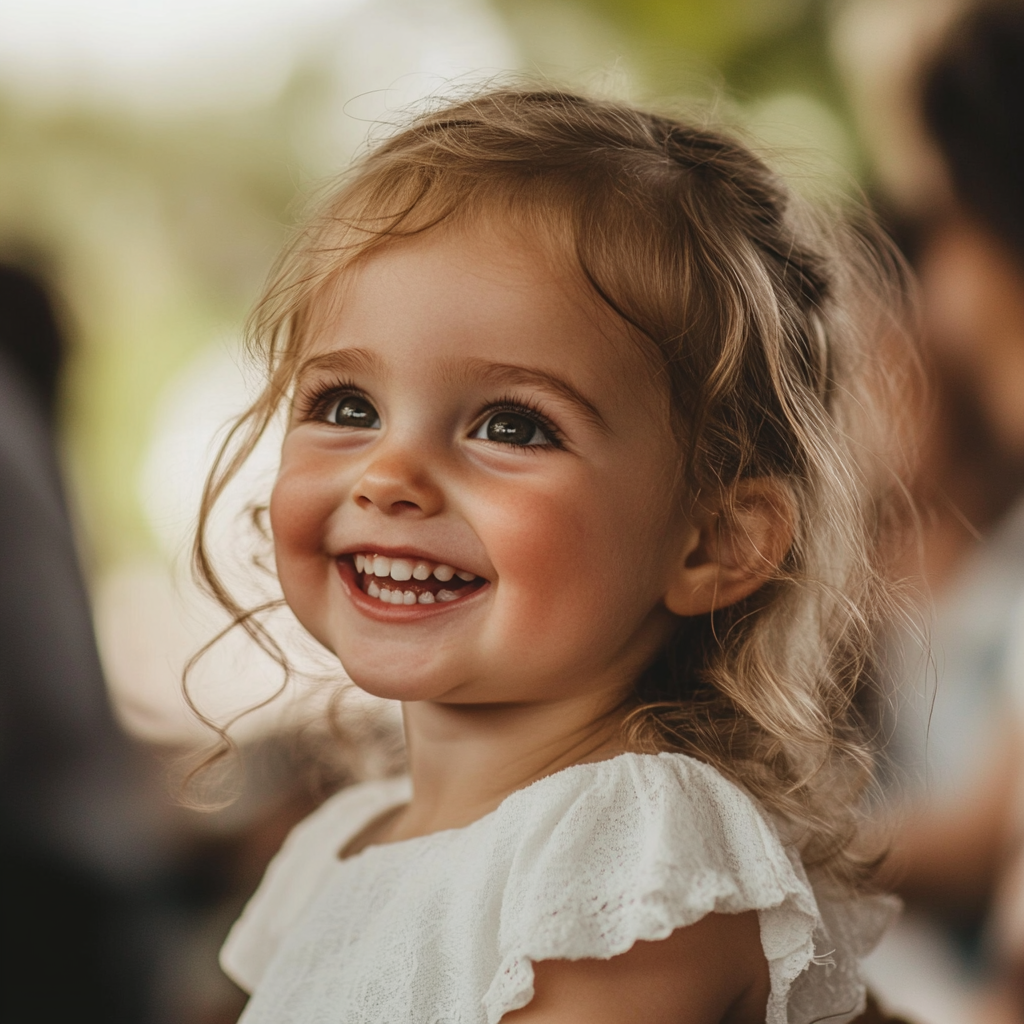 A smiling girl at a wedding | Source: no source