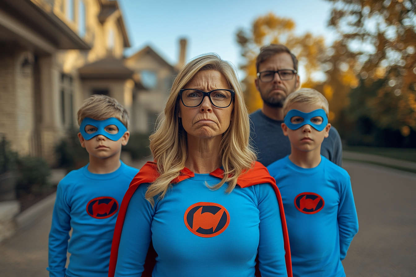 A family dressed up as superheroes | Source: no source