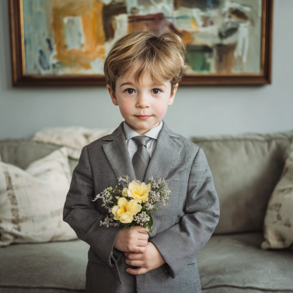 A boy holding flowers | Source: no source