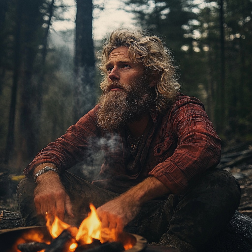A man by a fire pit | Source: No source