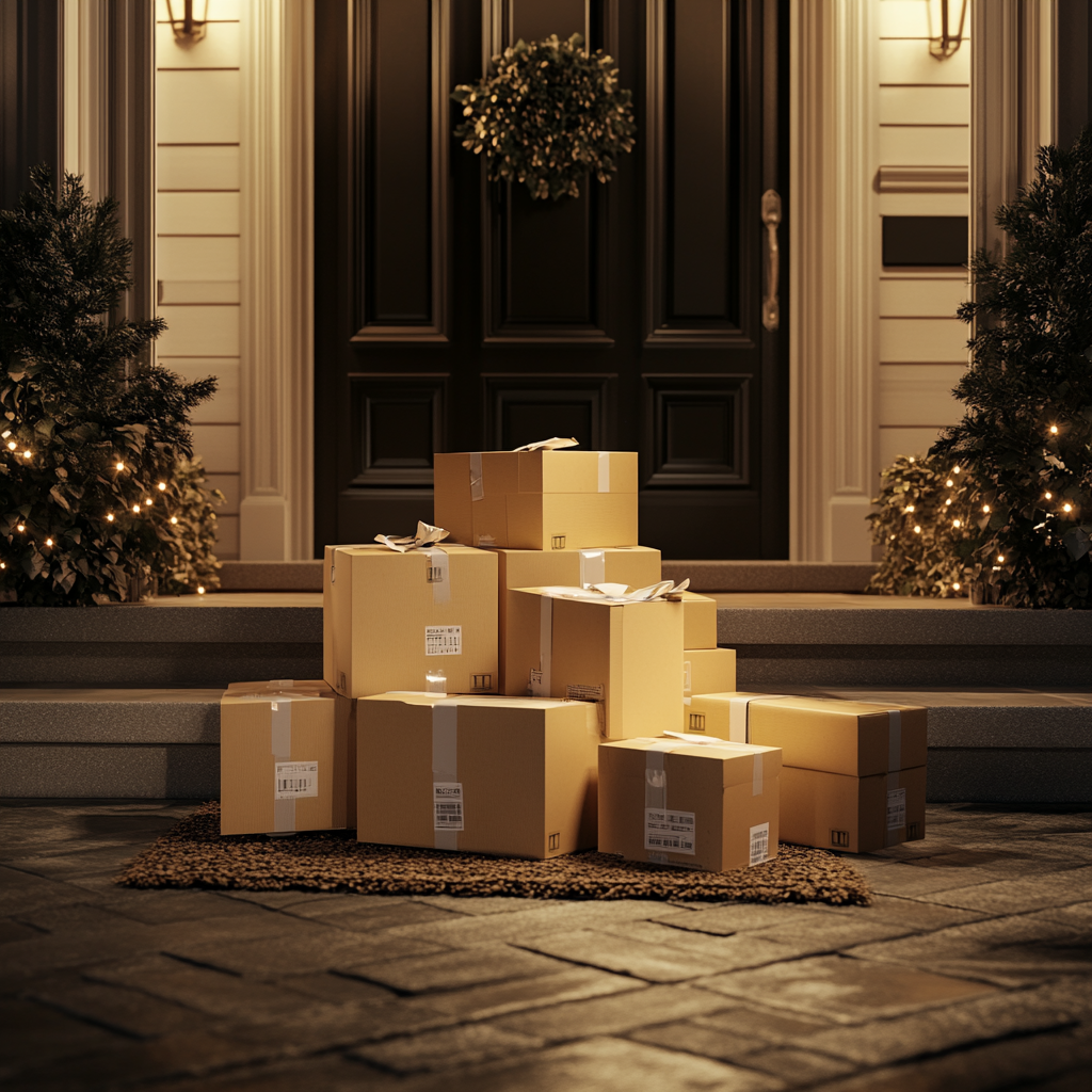 A pile of parcels at the front door | Source: No source