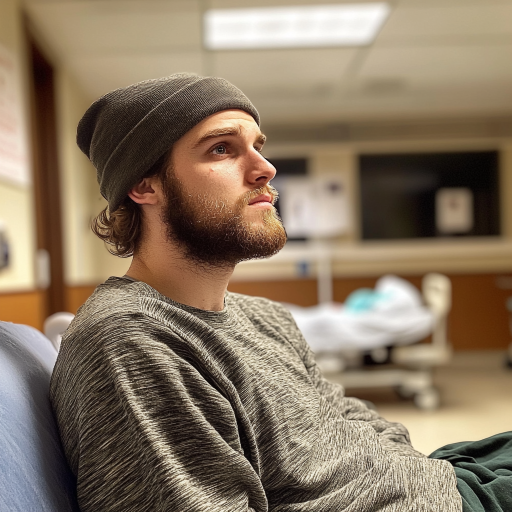 A nervous man in a maternity word | Source: No source