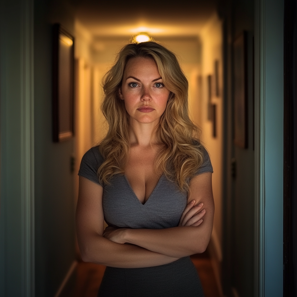 An upset woman standing in a hallway | Source: no source