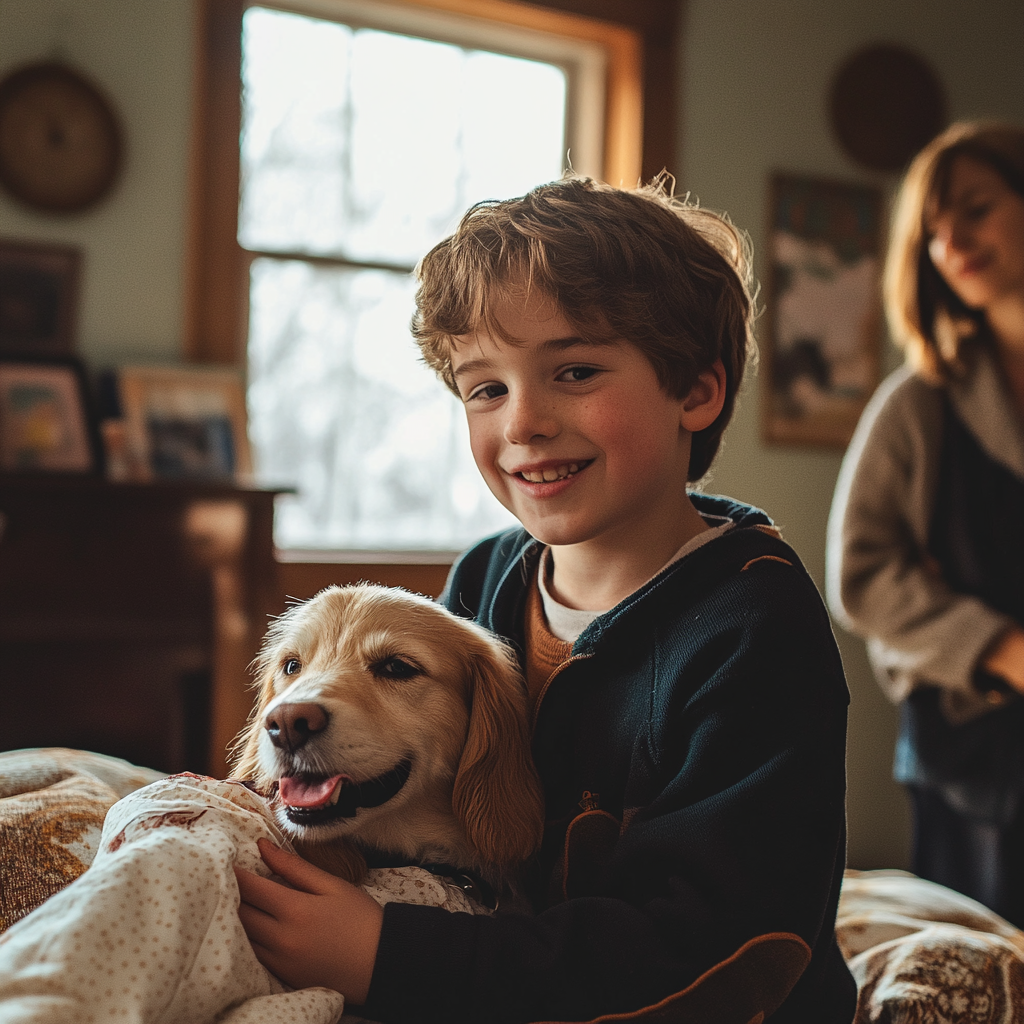 Young boy bonding with his dog | Source: No source