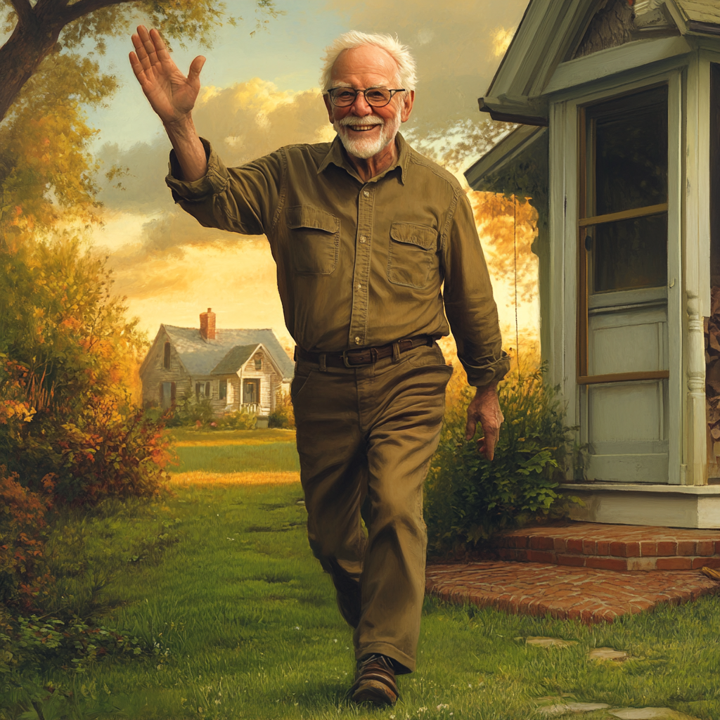 A cheerful older man walking on the lawn | Source: No source