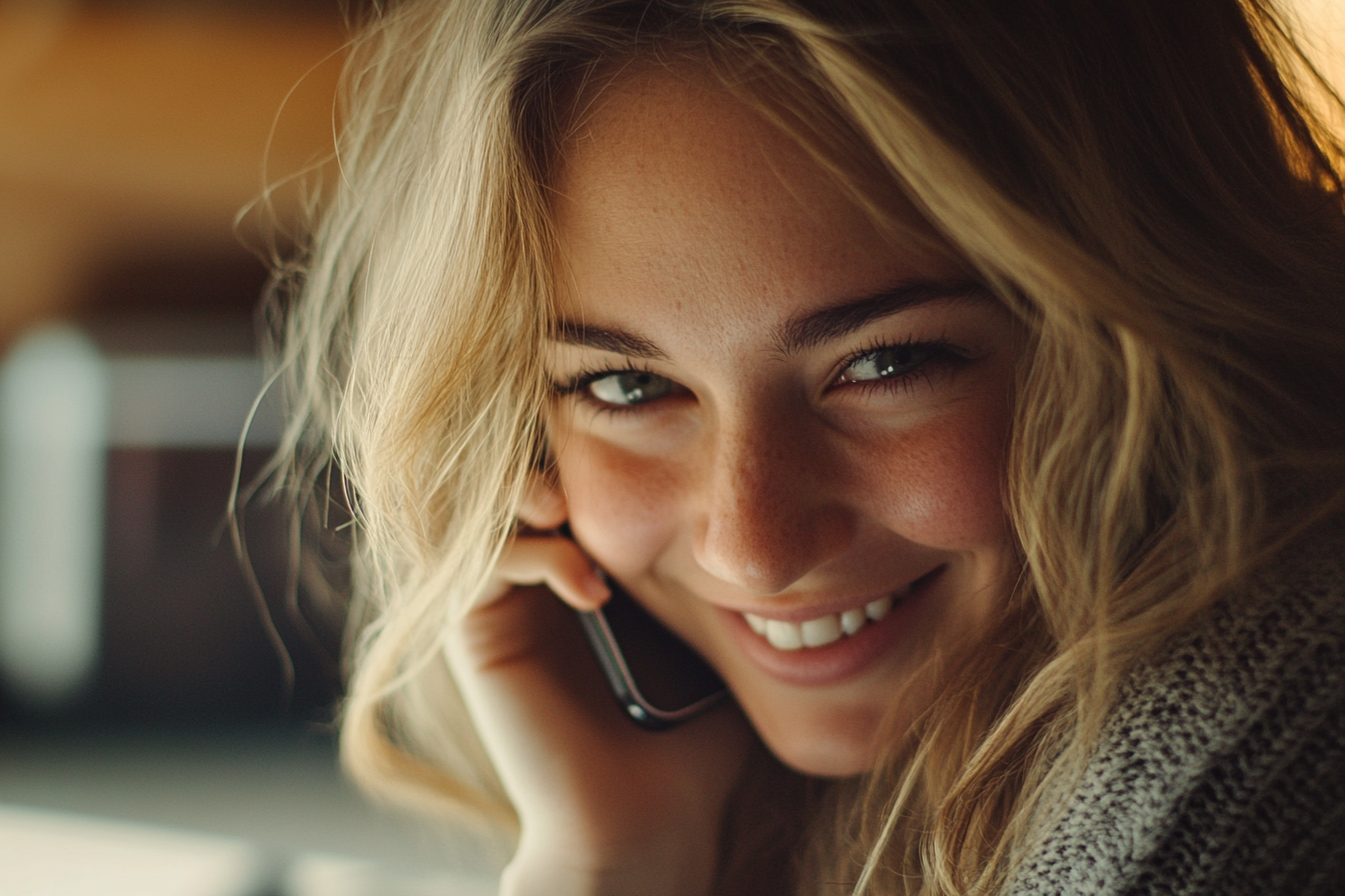 A smug woman on a phone call | Source: No source