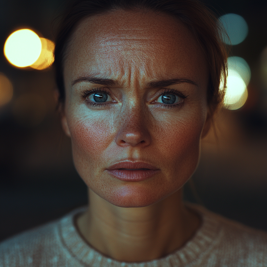 A worried woman standing outdoors | Source: no source