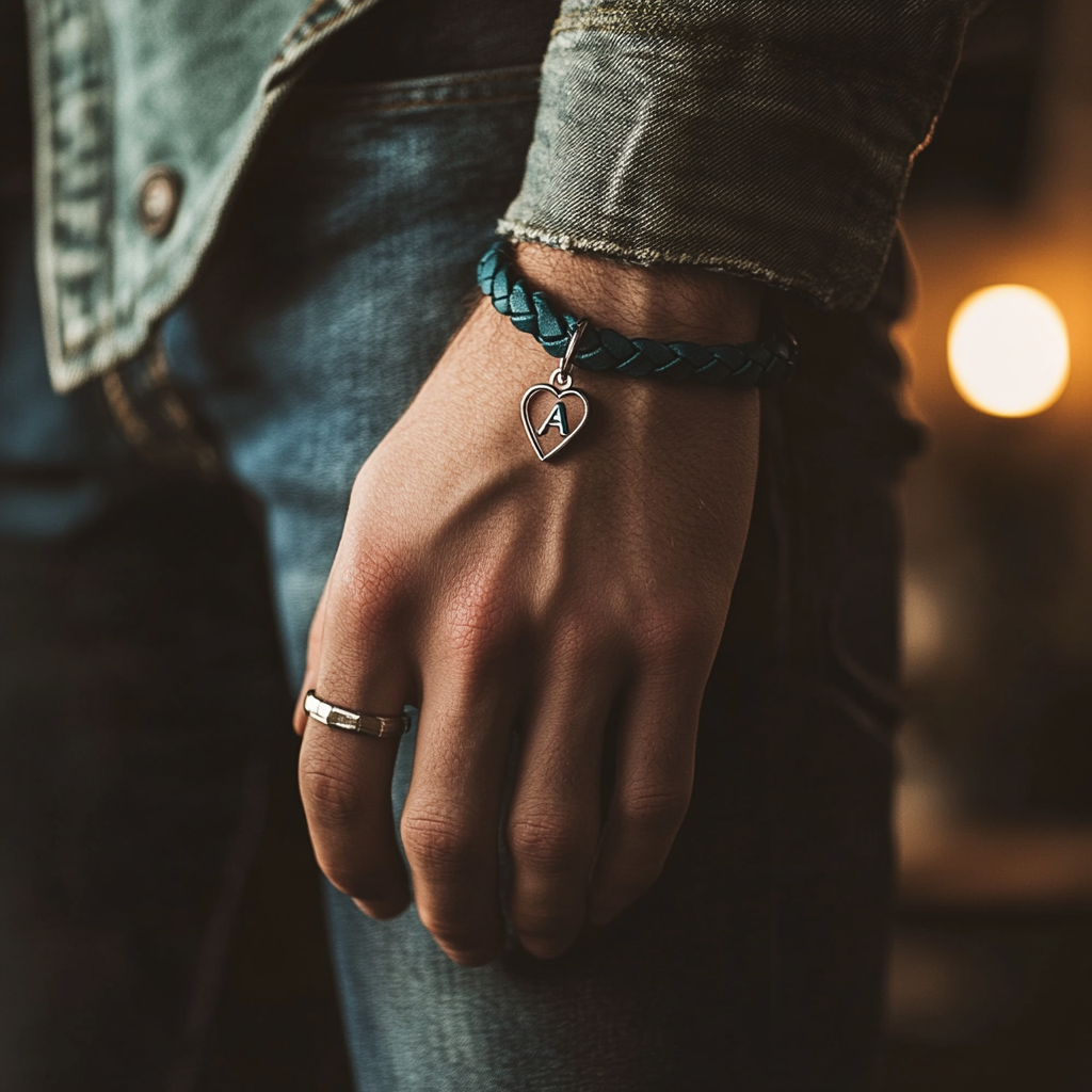 A man wearing a leather bracelet | Source: No source