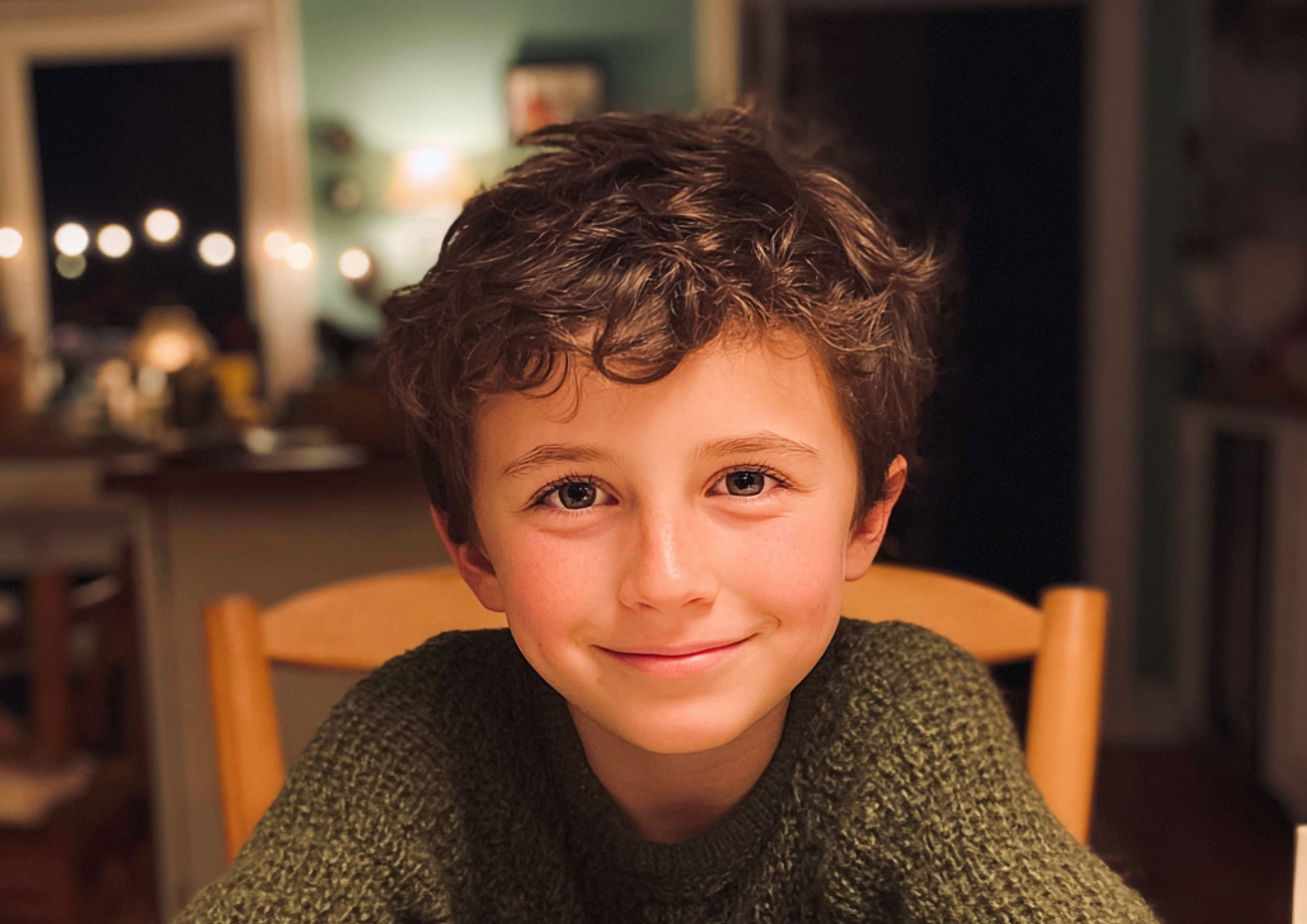 A smiling little boy sitting at a dining table | Source: No Source