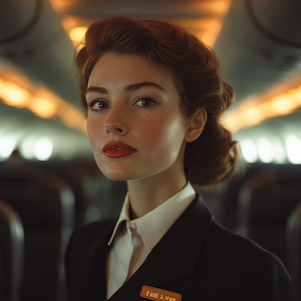 A flight attendant addressing a passenger | Source: no source