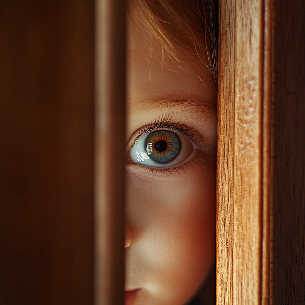 A girl peeking through a door | Source: No source