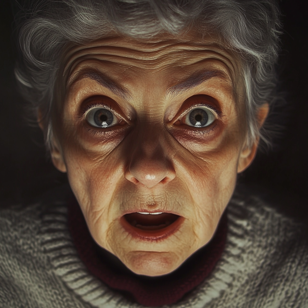 A startled elderly woman | Source: no source