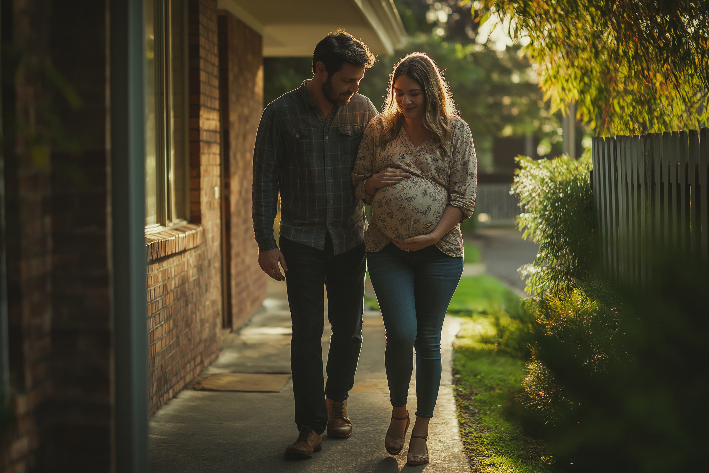 A man walking with a pregnant woman | Source: no source