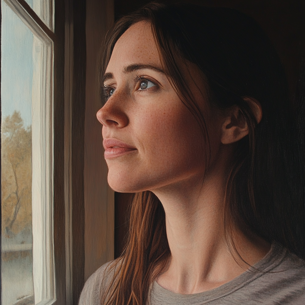 A thoughtful woman staring out a window | Source: No source