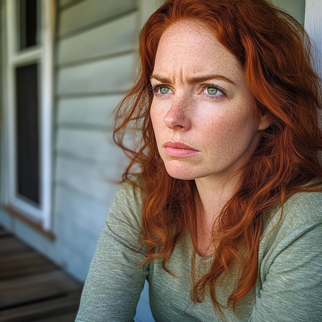 A woman sitting on a porch | Source: no source
