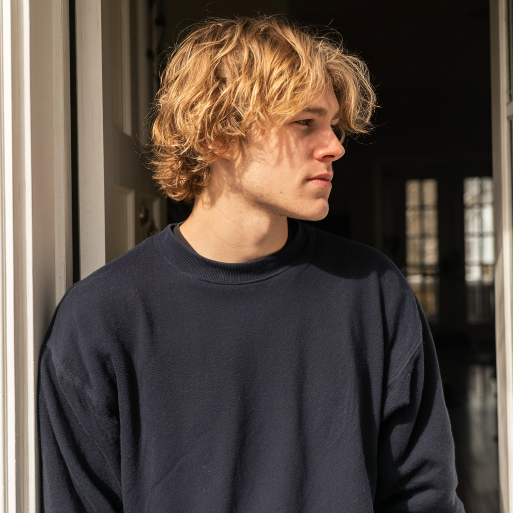 A young man standing by a door | Source: no source