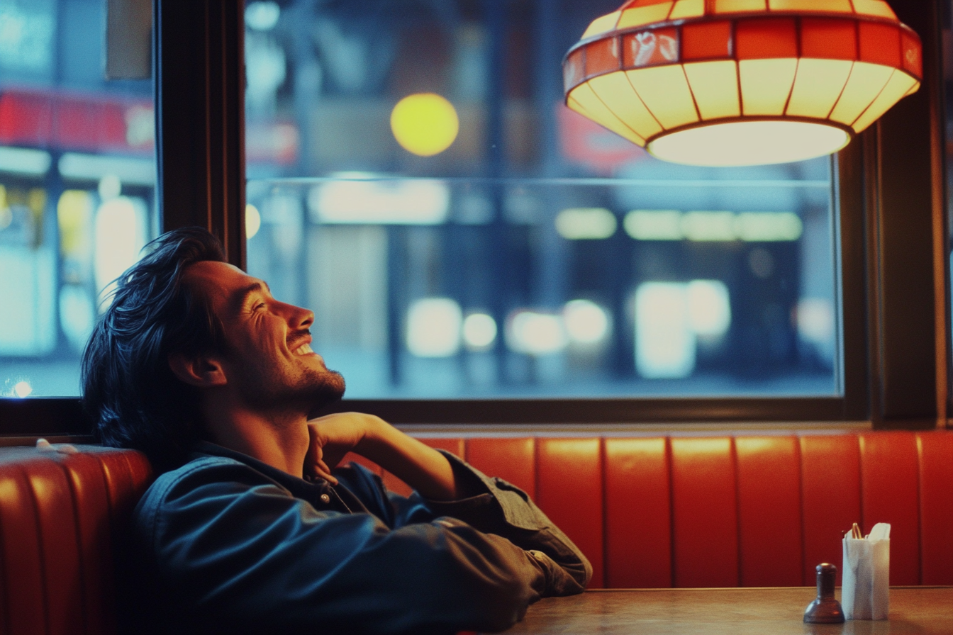A man sitting in a booth in a restaurant | Source: no source