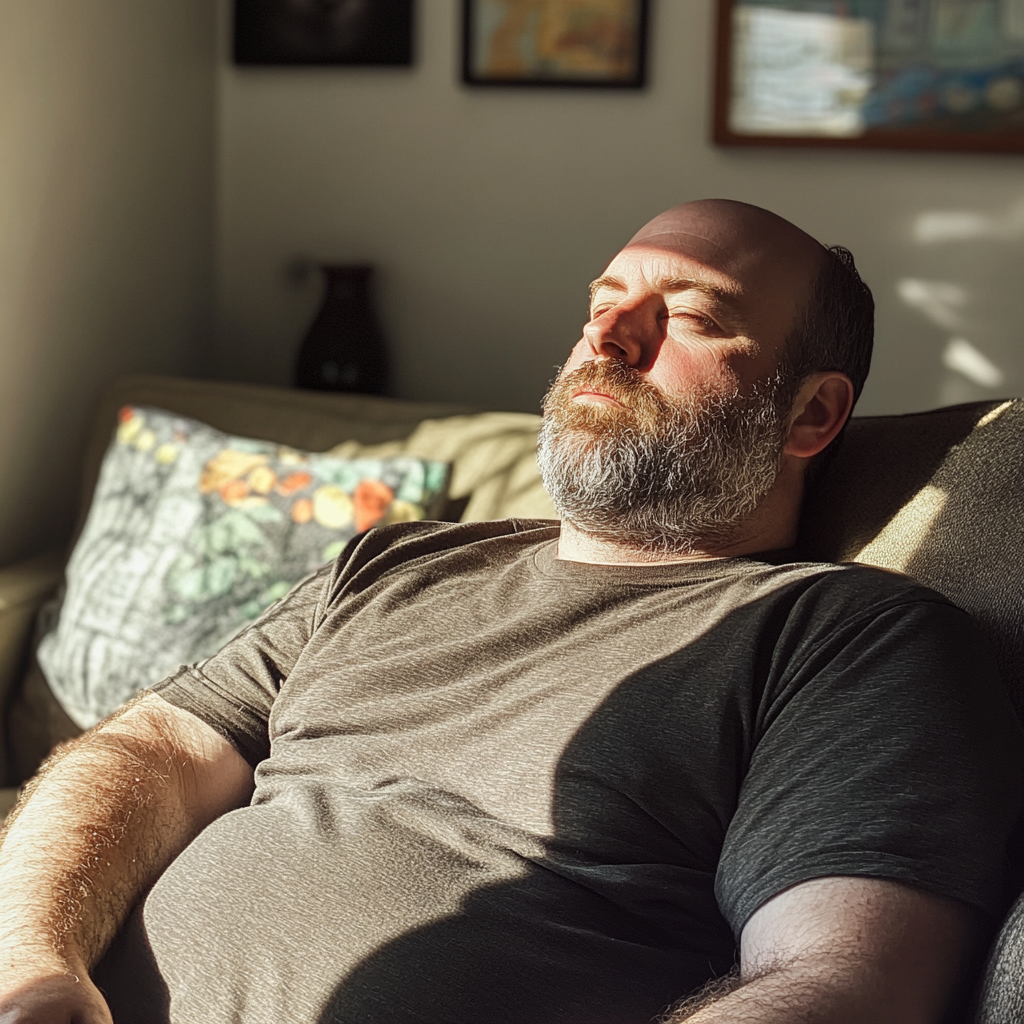 A man sitting on a couch | Source: No source