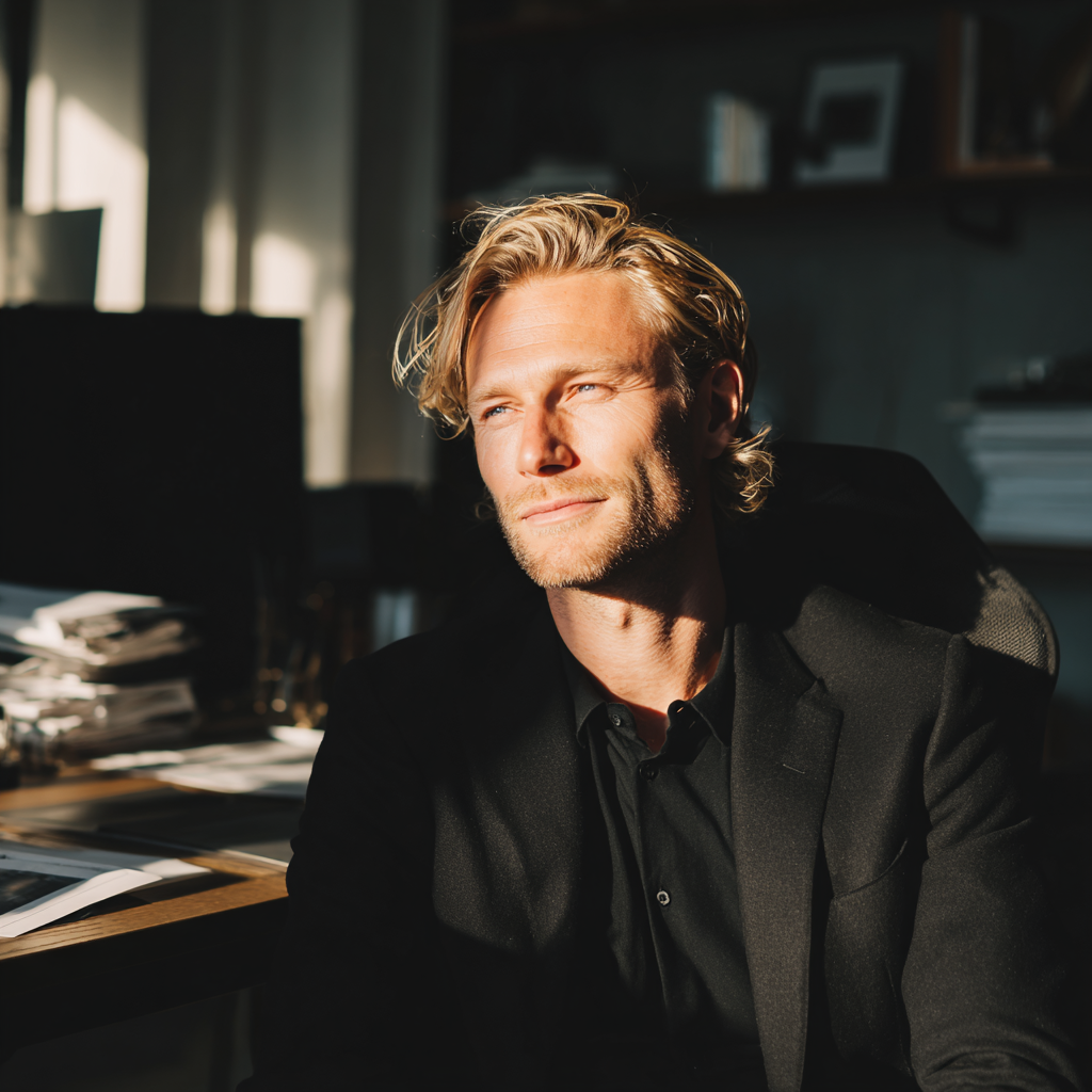 A smiling man sitting at his desk | Source: No source