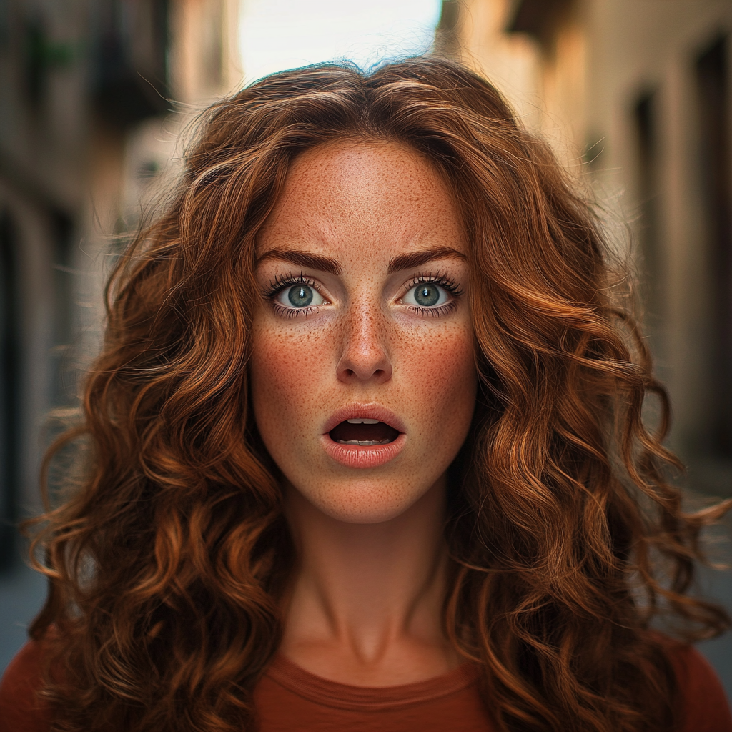 A shocked woman standing on the road | Source: No source
