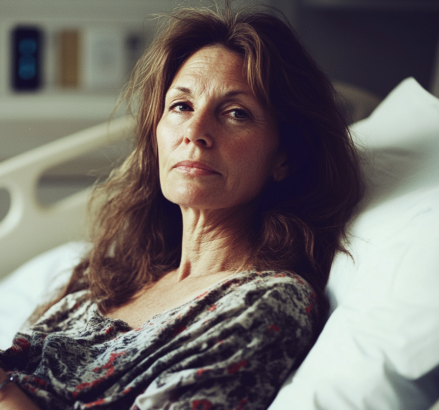 A distressed woman in a hospital bed | Source: No source