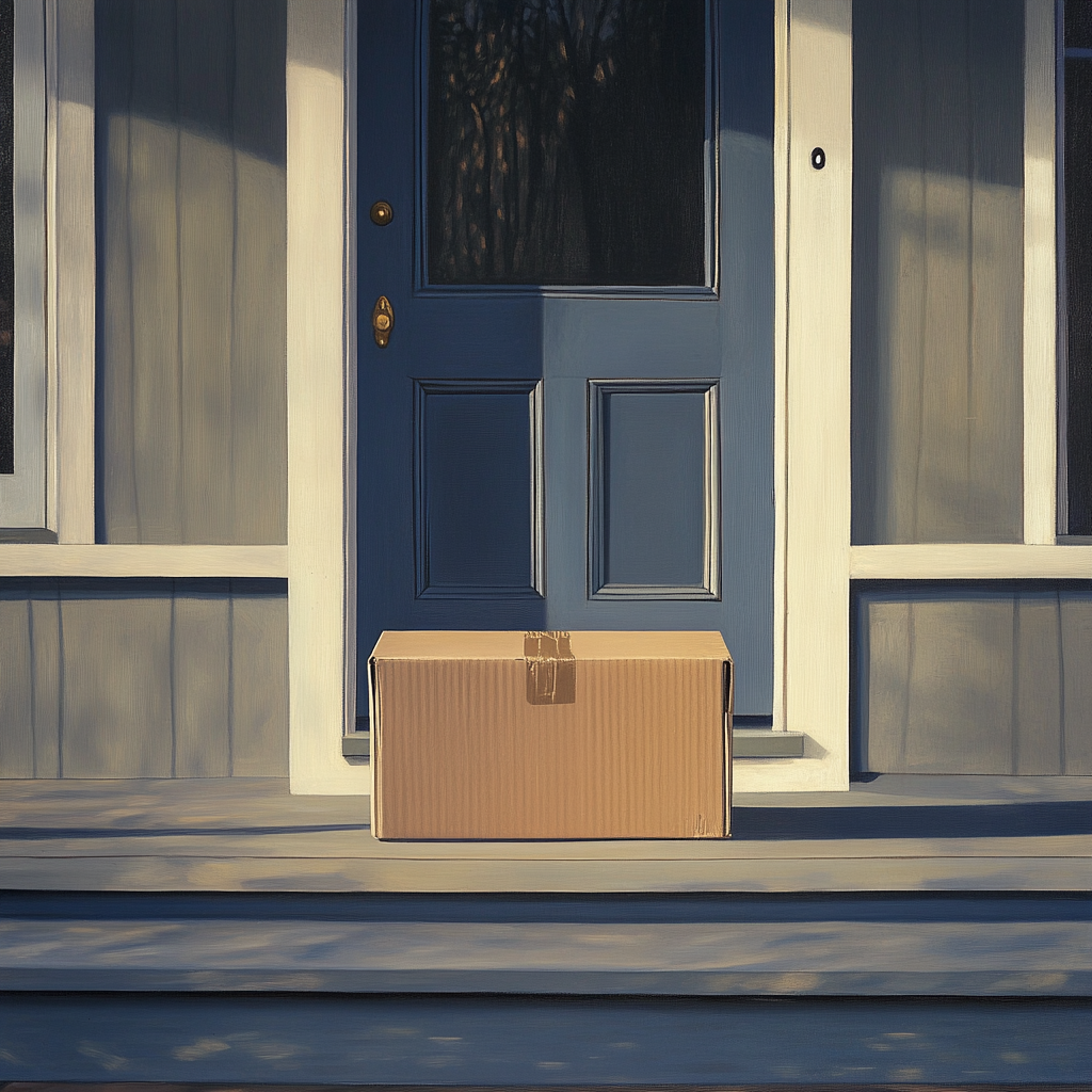 A cardboard box on a porch | Source: No source