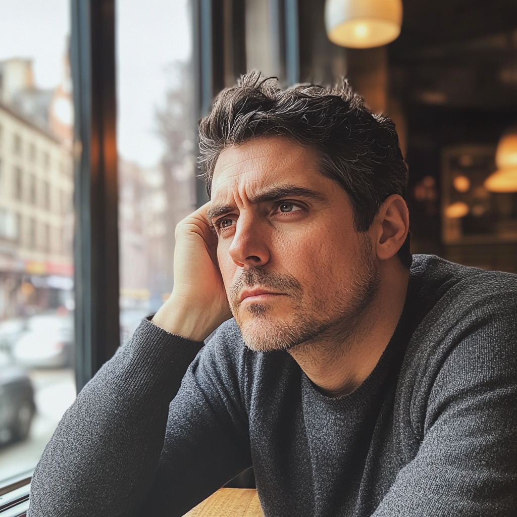 A man sitting in a coffee shop | Source: no source