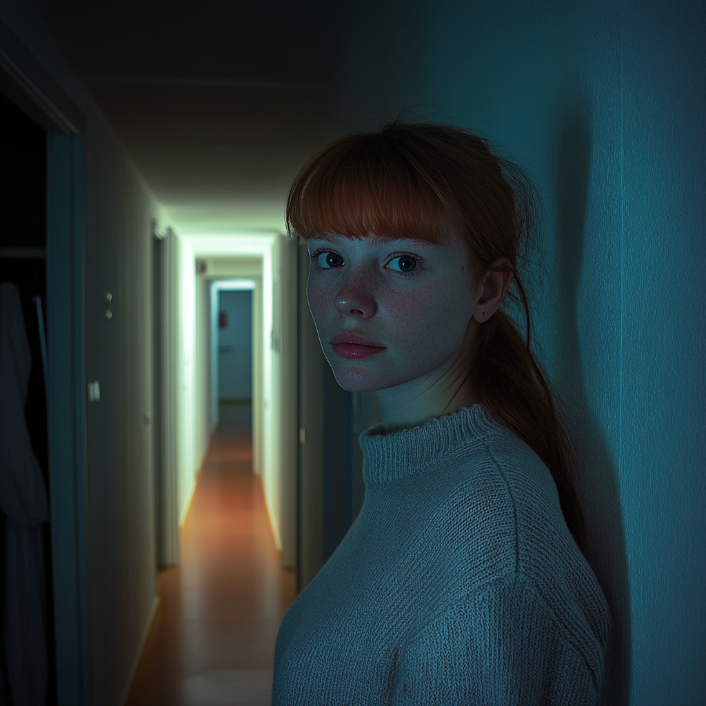 A woman standing in a hallway | Source: no source