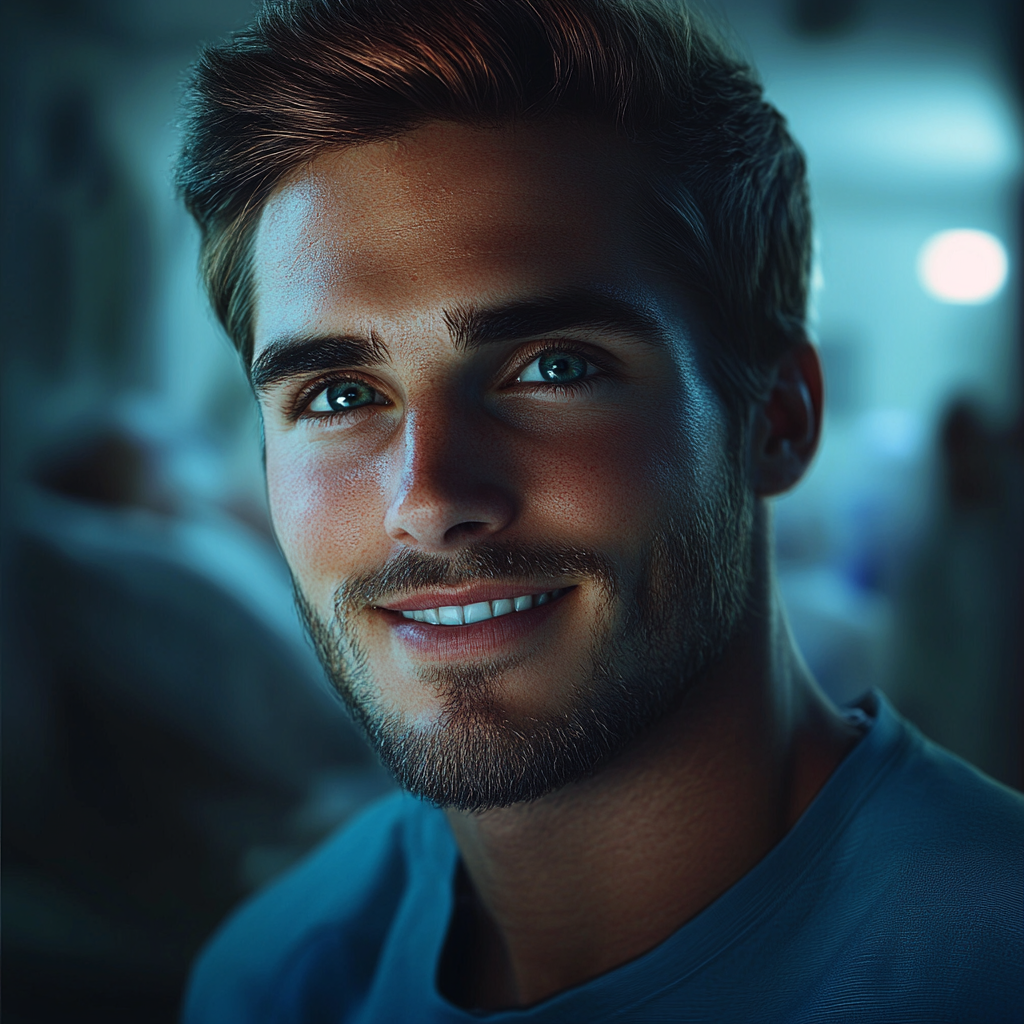 A man standing in a hospital ward and smiling | Source: no source