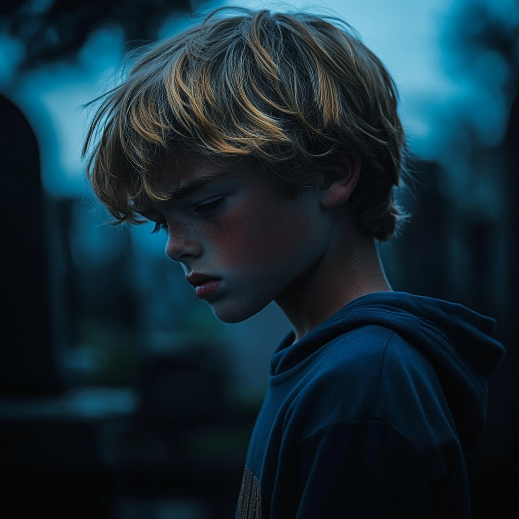 A heartbroken boy with his eyes downcast | Source: no source